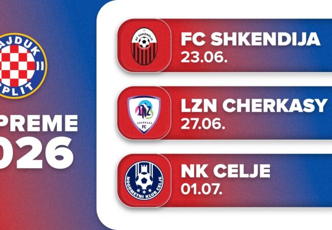 Hajduk na pripremama protiv Shkendije, Cherkasyja i Celja